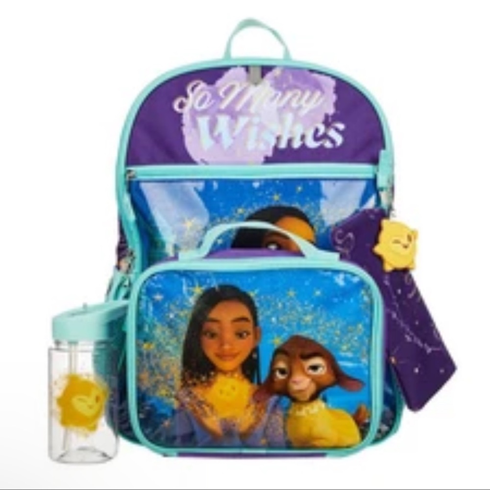 Disney Wish 5-Piece 16” Backpack Lunchbox Water Bottle & Pencil Case Set